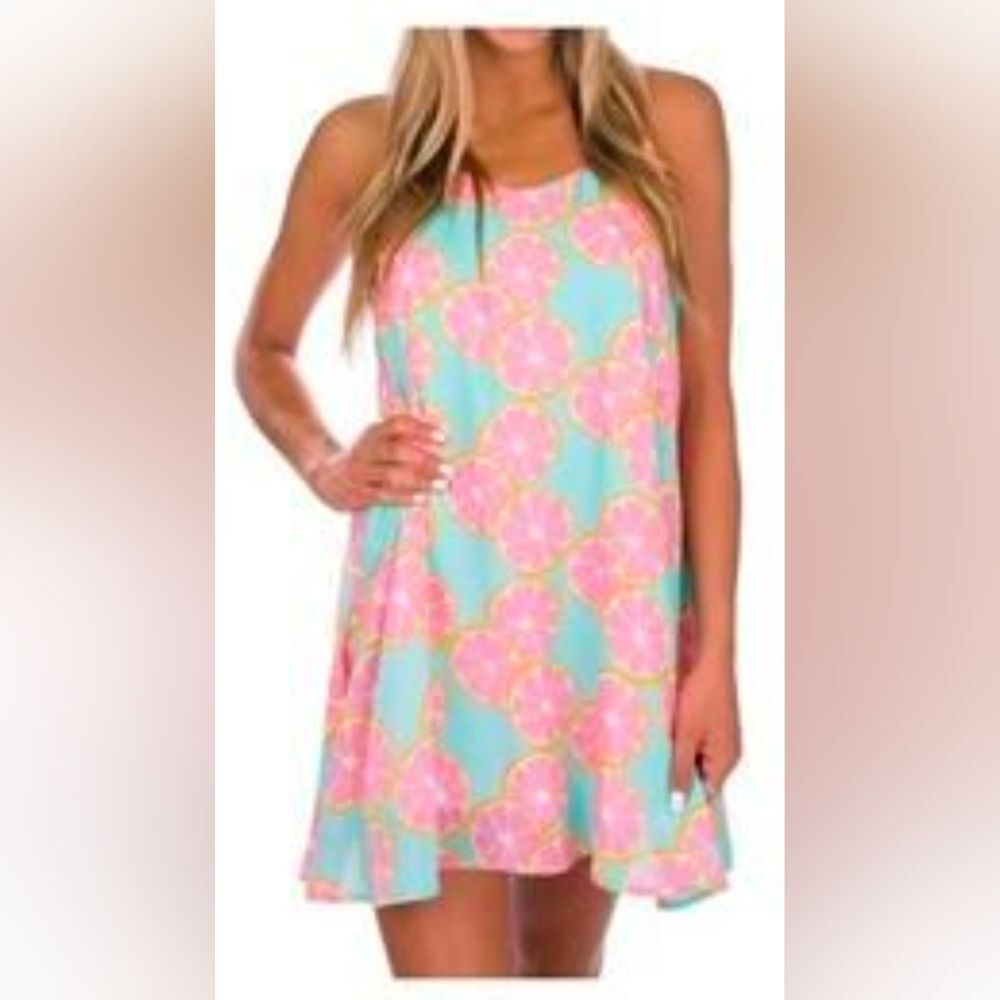 Lauren James Teal and Pink Grapefruit Dress NWT